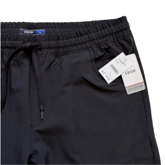IZOD Mens Active Pants Black Advantage Performance Slim Tapered Fit Large NEW - Picture 4 of 12
